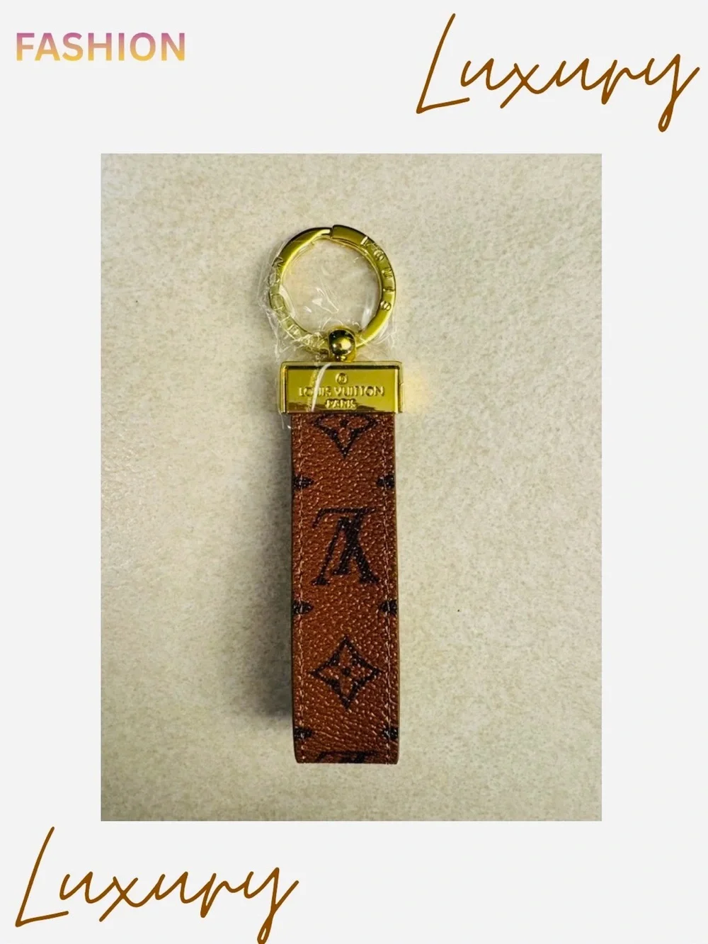 A-1DC-41: BAG CHARM/KEYCHAIN: Brown & Dark Brown w/Golden Accents, NWOT